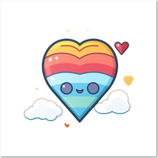 Happy Rainbow Heart Posters and Art